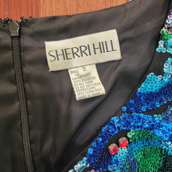 Vintage Sherri Hill Rainbow Sequin Swirl Dress | Size 2 - Picture 4 of 5